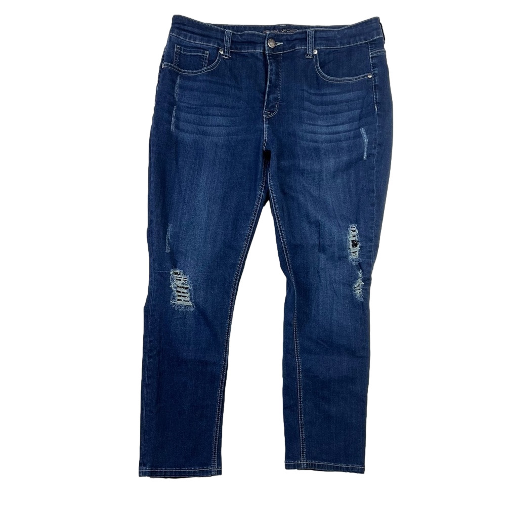 MELISSA MCCARTHY SEVEN7 Jeans Distressed Skinny Stretch Washed Blue Sz 18W